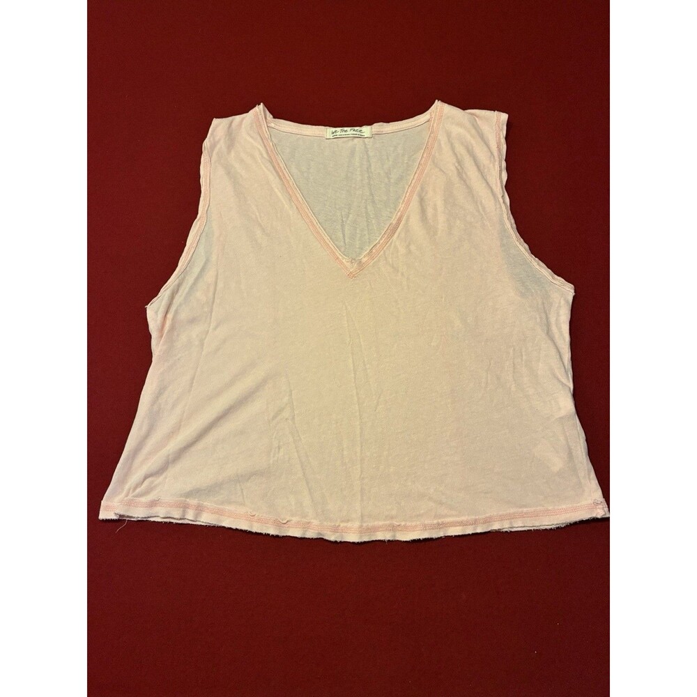 We The Free People Dreamy Tank Top Size M Pink Cotton V Neck Sleeveless Boho